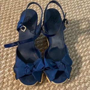 EUC Size 8 Tory Burch Navy Wedges